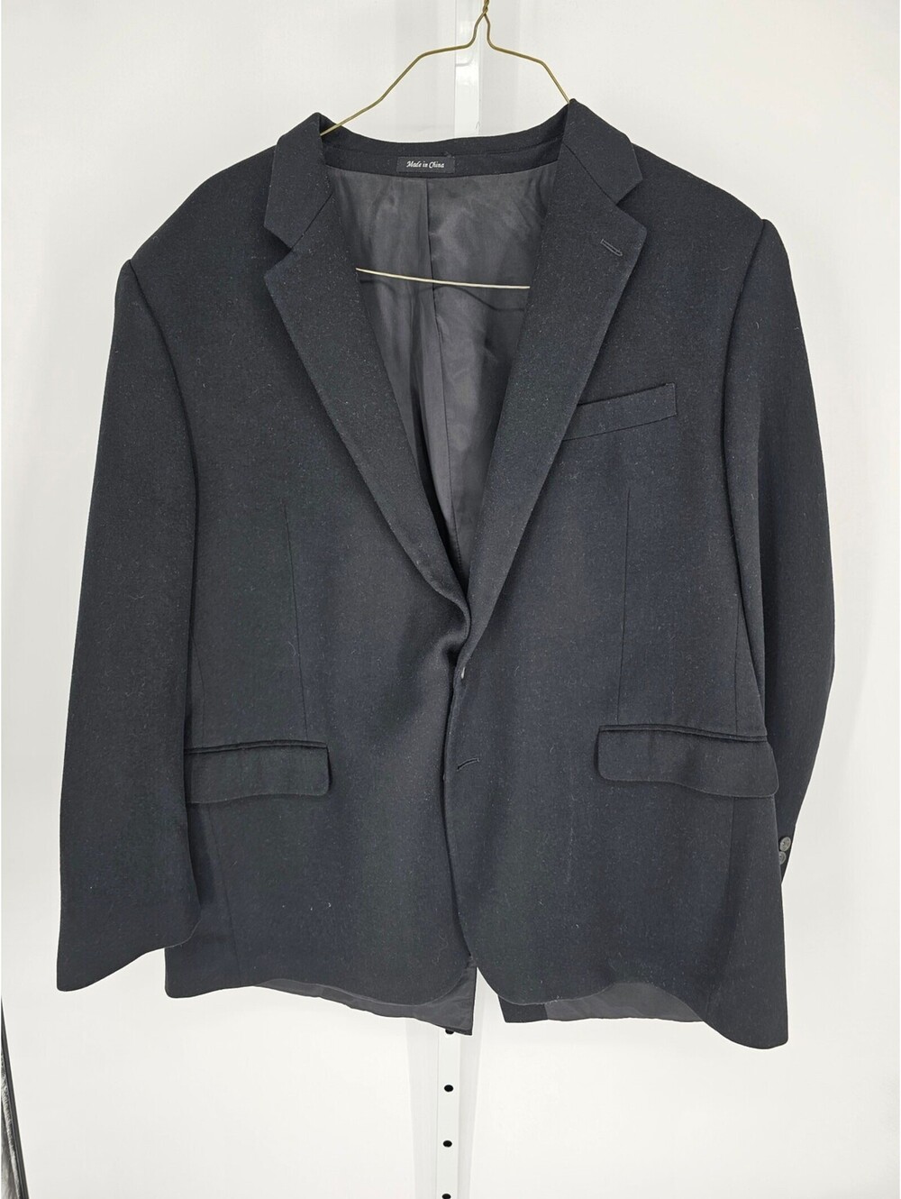 Chaps Mens Sz 48L Single Button Blazer Black Wool Cashmere Silk Blend